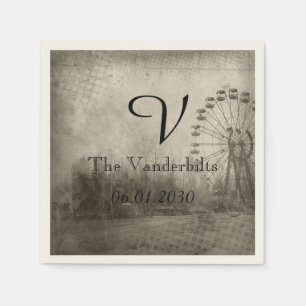 Steampunk Carnaval Top Hoed Monogram Bruiloft Serv Servet