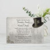 Steampunk Carnival Top Hat Wedding Kaart (Staand voorkant)