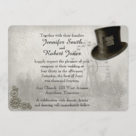 Steampunk Carnival Top Hat Wedding Kaart