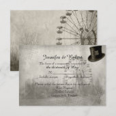 Steampunk Carnival Top Hat Wedding Response Card RSVP Kaartje (Voorkant / Achterkant)