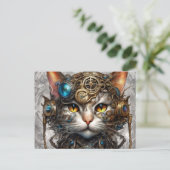 Steampunk Cat 1 Briefkaart (Staand voorkant)
