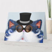 STEAMPUNK CAT ART FATHERS DAY WENSKAARTEN KAART (Voorkant)