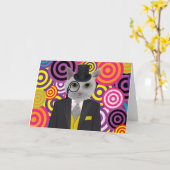 STEAMPUNK CAT ART-WENSKAARTEN KAART (Gele Bloem)