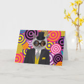 STEAMPUNK CAT ART-WENSKAARTEN KAART (Gele Bloem)