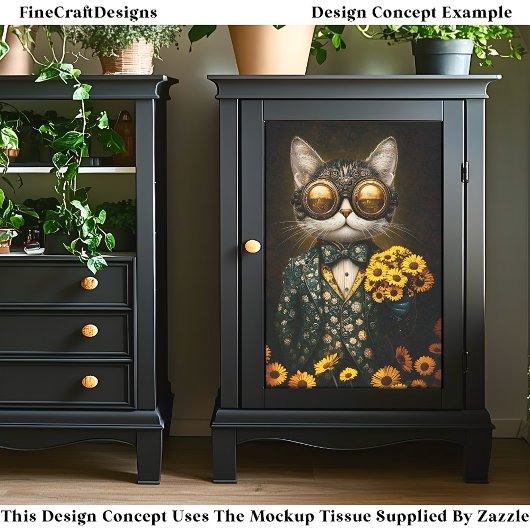 Steampunk Cat, Bloempak, Bloemen CY9R Decoupage Tissuepapier