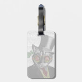 Steampunk Cat - Bovenste hoed en rode gele glazen Bagagelabel (Achterkant verticaal)