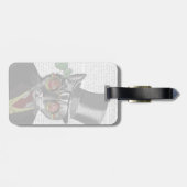 Steampunk Cat - Bovenste hoed en rode gele glazen Bagagelabel (Achterkant horizontaal)