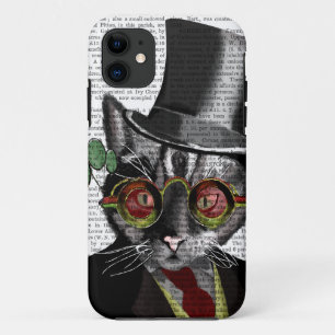 Steampunk Cat - Bovenste hoed en rode gele glazen iPhone 11 Hoesje