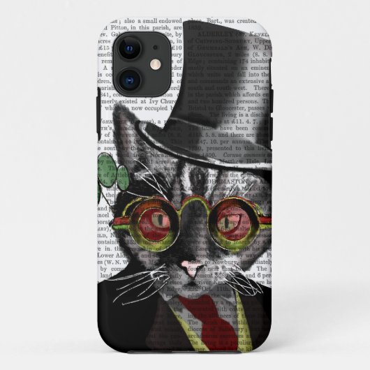 Steampunk Cat - Bovenste hoed en rode gele glazen Case-Mate iPhone Case (Achterkant)