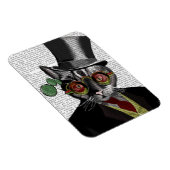 Steampunk Cat - Bovenste hoed en rode gele glazen Magneet (Rechterzijde)