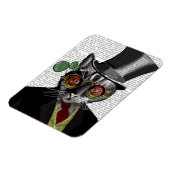 Steampunk Cat - Bovenste hoed en rode gele glazen Magneet (Linkerzijde)