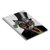 Steampunk Cat - Bovenste hoed en rode gele glazen Notitieboek (Rechterzijde)