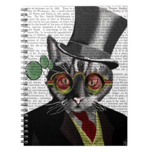 Steampunk Cat - Bovenste hoed en rode gele glazen Notitieboek