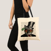 Steampunk Cat - Bovenste hoed en rode gele glazen Tote Bag (Voorkant (product))