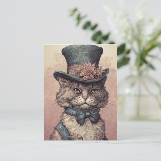 Steampunk Cat Briefkaart (Staand voorkant)