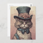 Steampunk Cat Briefkaart (Voorkant / Achterkant)