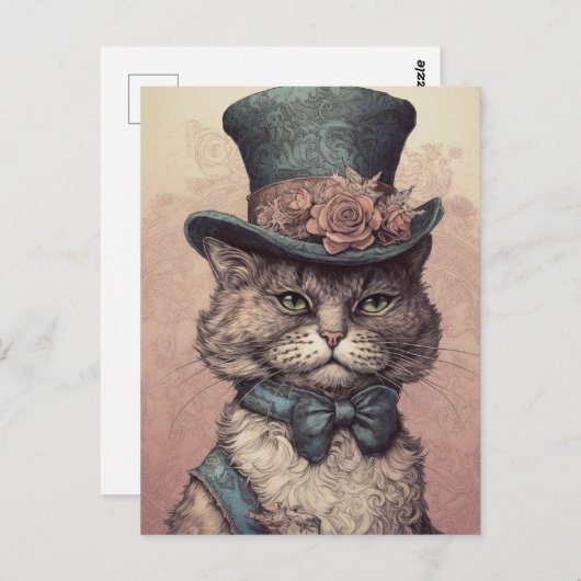 Steampunk Cat Briefkaart (Voorkant / Achterkant)
