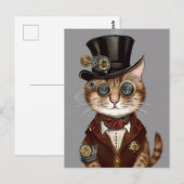 Steampunk Cat Briefkaart (Voorkant / Achterkant)
