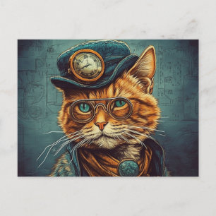 Steampunk Cat Briefkaart