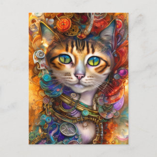 Steampunk Cat  Briefkaart