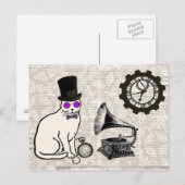 Steampunk Cat Briefkaart (Voorkant / Achterkant)