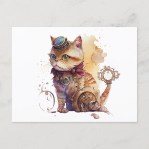 Steampunk Cat Briefkaart