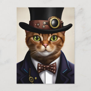 Steampunk Cat Briefkaart