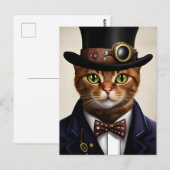 Steampunk Cat Briefkaart (Voorkant / Achterkant)