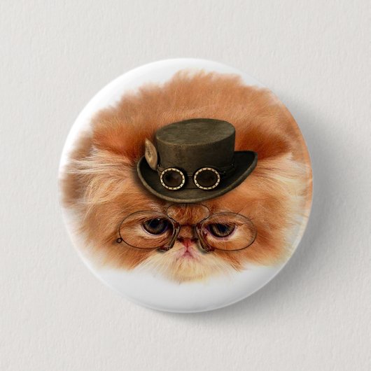 Steampunk Cat Button (Voorkant)