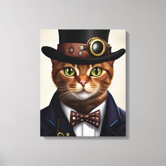 Steampunk Cat Canvas Afdruk (Voorkant)