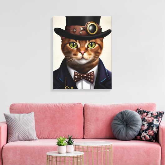 Steampunk Cat Canvas Afdruk (Insitu (Woonkamer))