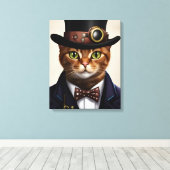 Steampunk Cat Canvas Afdruk (Insitu (Houten vloer))