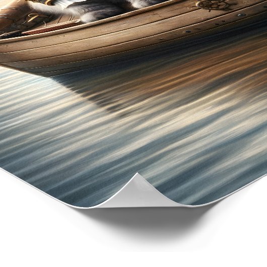 Steampunk Cat Captain Ragdoll Oude Oorlogsschepen Poster (Hoek)