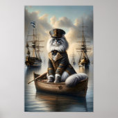 Steampunk Cat Captain Ragdoll Oude Oorlogsschepen Poster (Voorkant)