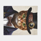 Steampunk Cat Fleece Deken (Voorkant (Horizontaal))
