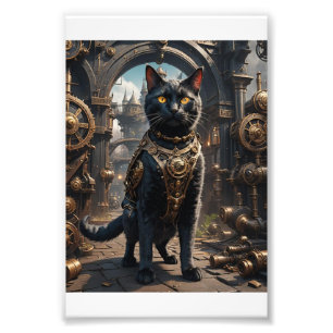 Steampunk Cat Foto Afdruk