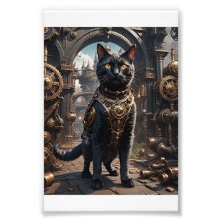 Steampunk Cat Foto Afdruk