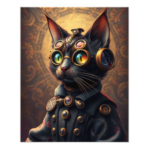 Steampunk Cat Foto Afdruk