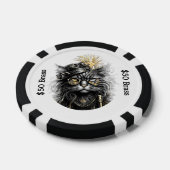 Steampunk Cat Gambles with Brass FUN Poker Chips (Enkel)