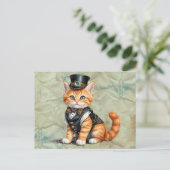 Steampunk Cat: Gotische Katten kunst voor kattenli Briefkaart (Staand voorkant)