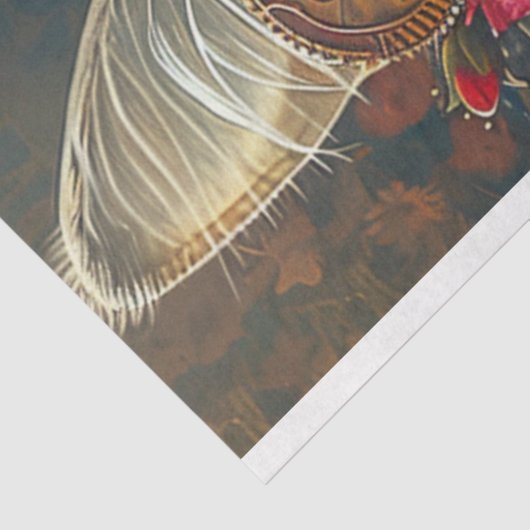 Steampunk Cat Guardian Blauwgroen Sinaasappel Deco Tissuepapier (Detail)