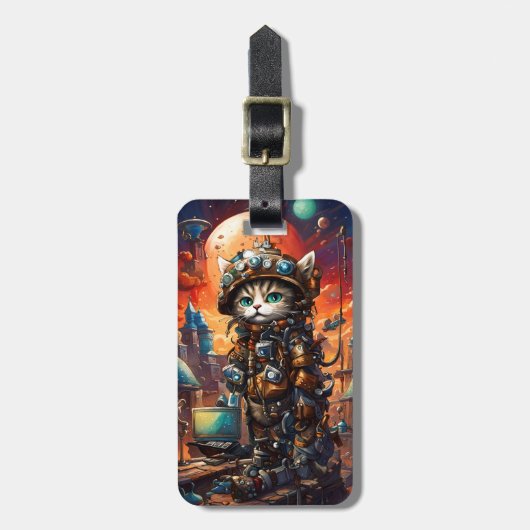 Steampunk Cat I Bagagelabel (Voorkant verticaal)