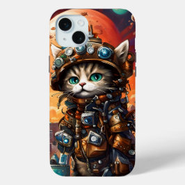 Steampunk Cat I iPhone 15 Mini Hoesje