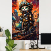 Steampunk Cat I Poster (Thuiskantoor)