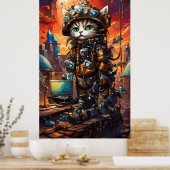 Steampunk Cat I Poster (Keuken)