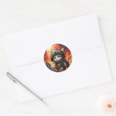 Steampunk Cat I Ronde Sticker (Envelop)