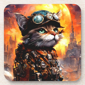 Steampunk Cat II Bier Onderzetter