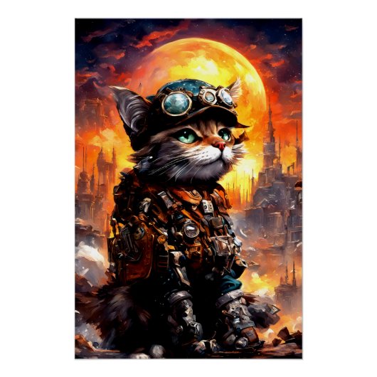 Steampunk Cat II Perfect Poster (Voorkant)