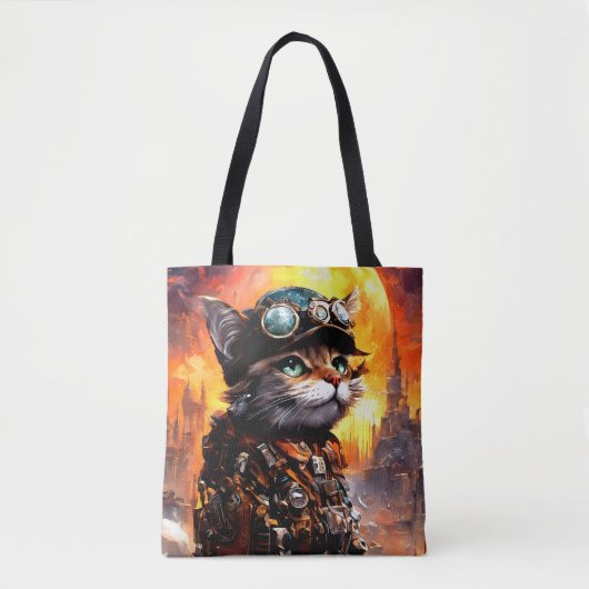 Steampunk Cat II Tote Bag (Voorkant)