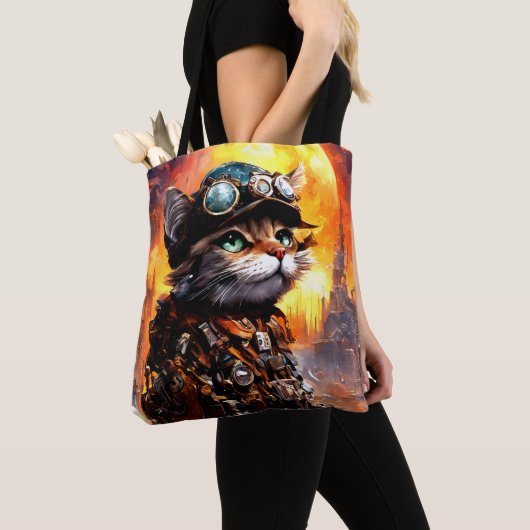 Steampunk Cat II Tote Bag (Dichtbij)